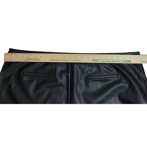Halogen Faux Leather Pants Womens Size 24 Cropped High Waisted Black Flare Leg - Picture 13 of 14